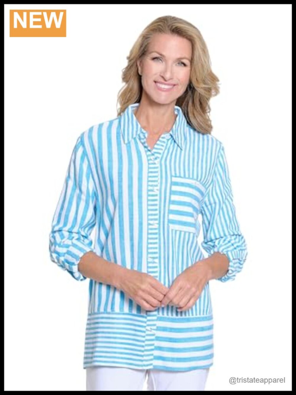 Linen Blend Women's Button Down Shirt Long Sleeve Roll Tab Collared